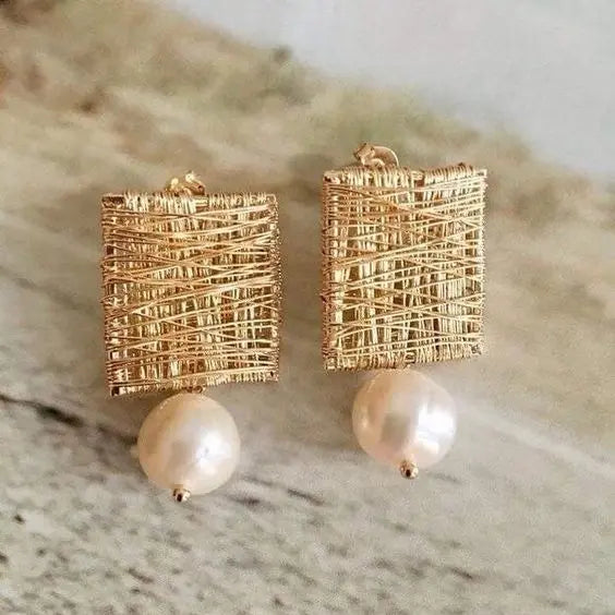 Vintage Golden Threads with Pearls Earrings 0