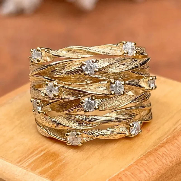 Vintage Golden Zirconia Ring 0