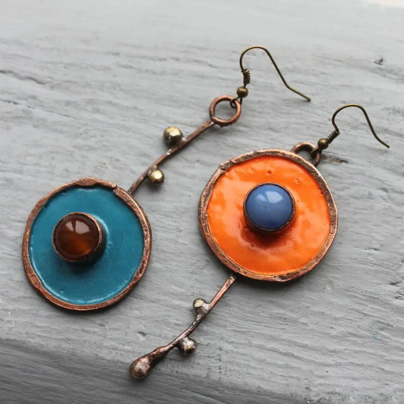 Vintage Hand-Painted Enamel Earrings 0