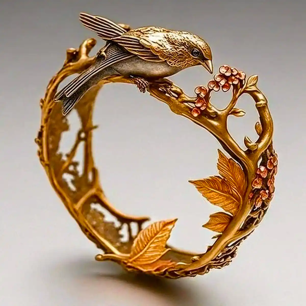 Vintage Hummingbird Golden Ring 0