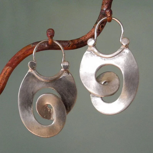 Vintage Irregular Form Silver Earrings 0