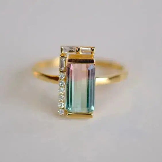 Vintage Multicolored Crystal Ring 0