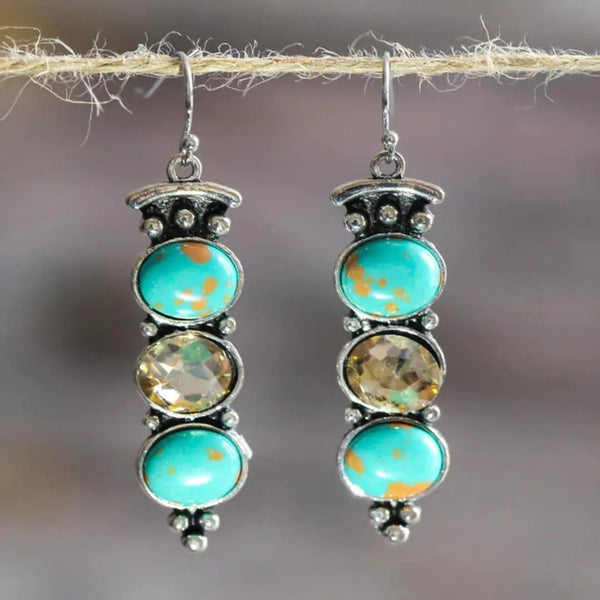Vintage Natural Turquoise Dropped Earrings 0