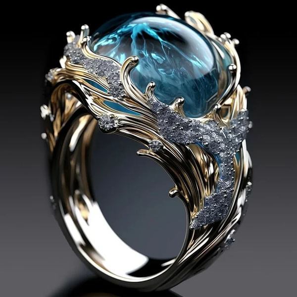 Vintage Ocean Crystal Ring 0