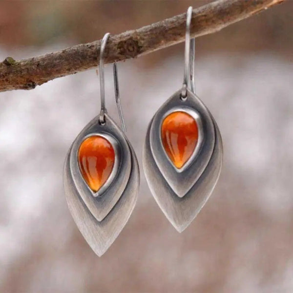 Vintage Orange Stein Earrings in Sterling Silver 0