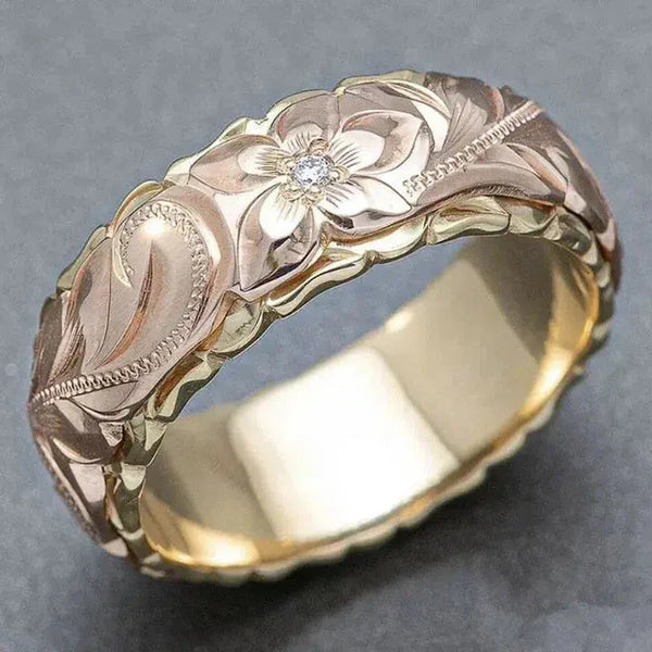 Vintage Rose Flower Gold Ring 0