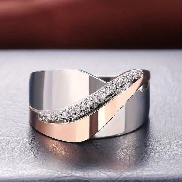 Vintage Rose Gold & Silver Zirconia Ring 0