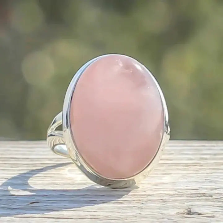 Vintage Rose Quartz Ring in Sterling Silver 0