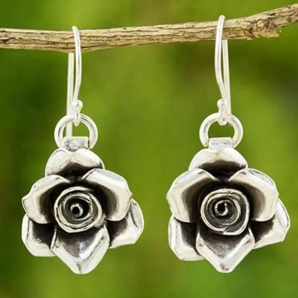 Vintage Silver Flower Earrings 0