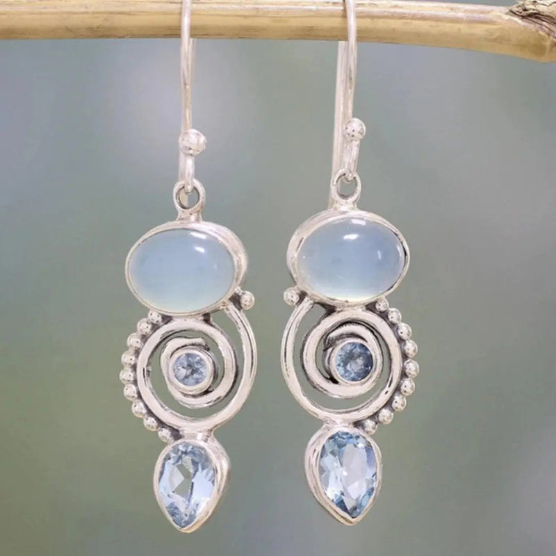 Vintage Silver Moonstone Earrings 0
