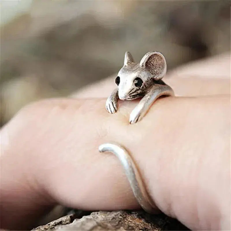 Vintage Silver Mouse Ring 0