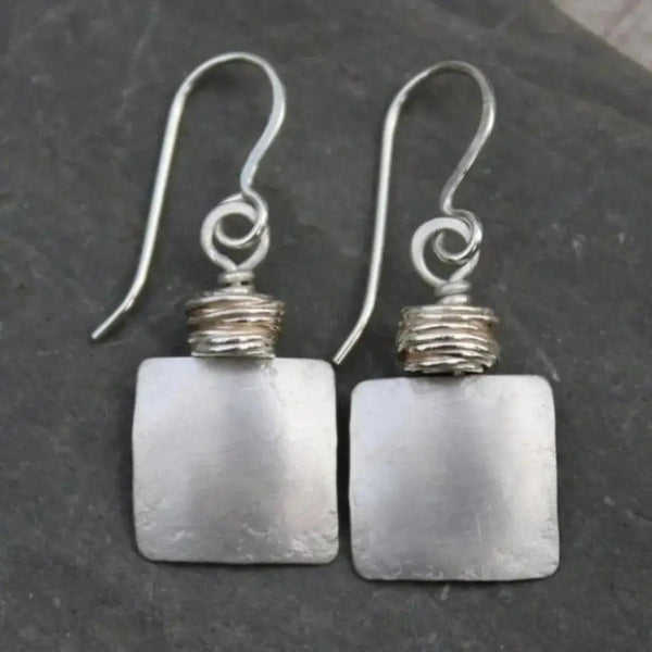 Vintage Silver Square Earrings 0