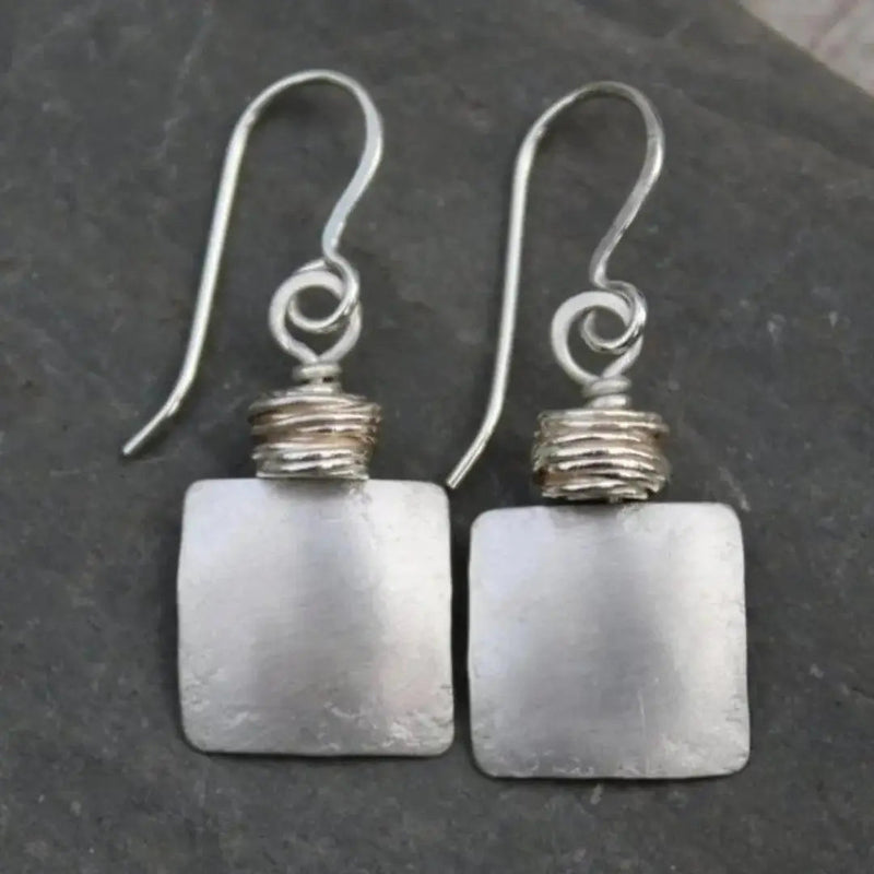 Vintage Silver Square Earrings 0