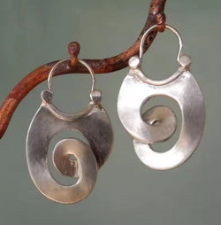 Vintage Spiral Dangle Silver Earrings 0