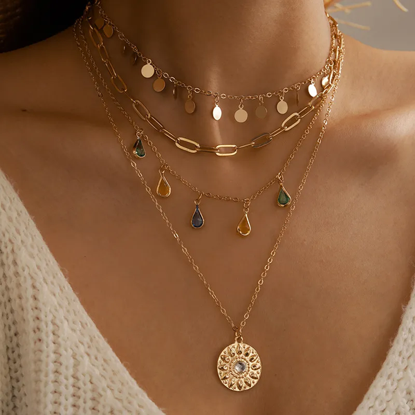 Vintage Sun Golden Necklace 0