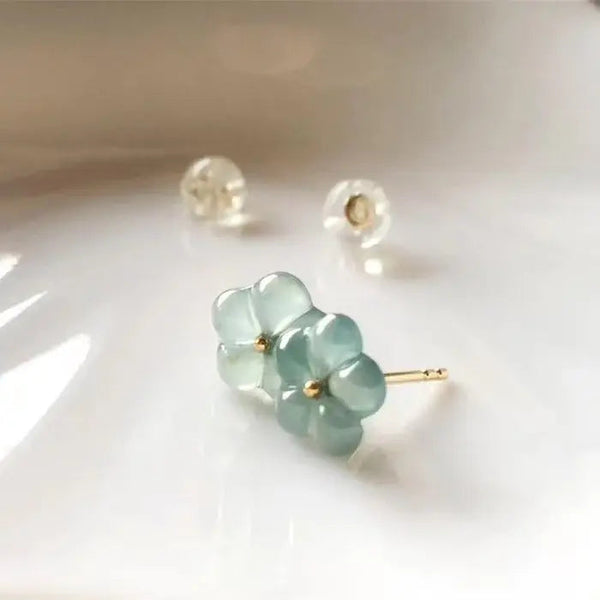 Vintage Turquoise Crystal Flower Earrings 0