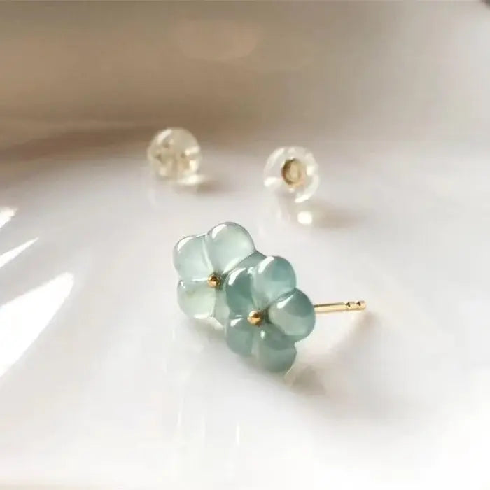 Vintage Turquoise Crystal Flower Earrings 0
