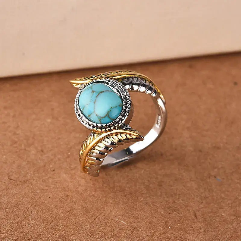 Vintage Turquoise Ring in Gold and Silver 0