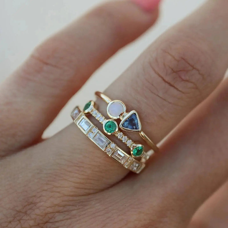 Vintage White Opal & Zirconia Ring 0