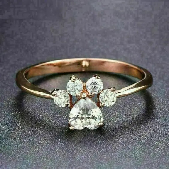 Vintage Zirconia Paw Ring 0