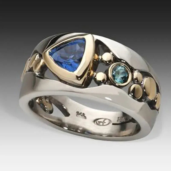 Vintage blue crystal ring 0