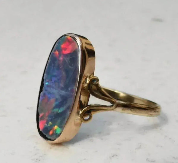 Vintage colorful opal ring 0