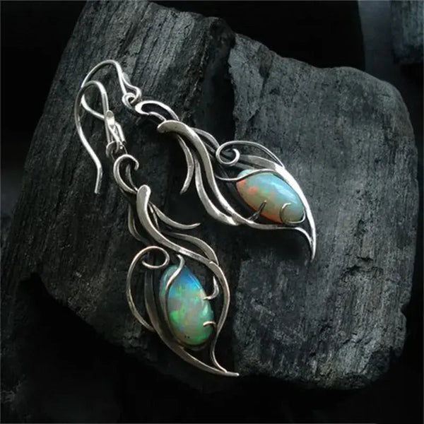 Vintage earrings made of blue opal in sterling silver 0