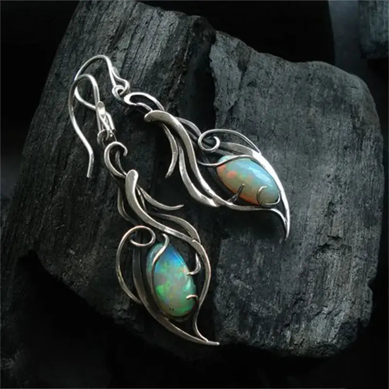 Vintage earrings made of blue opal in sterling silver 0