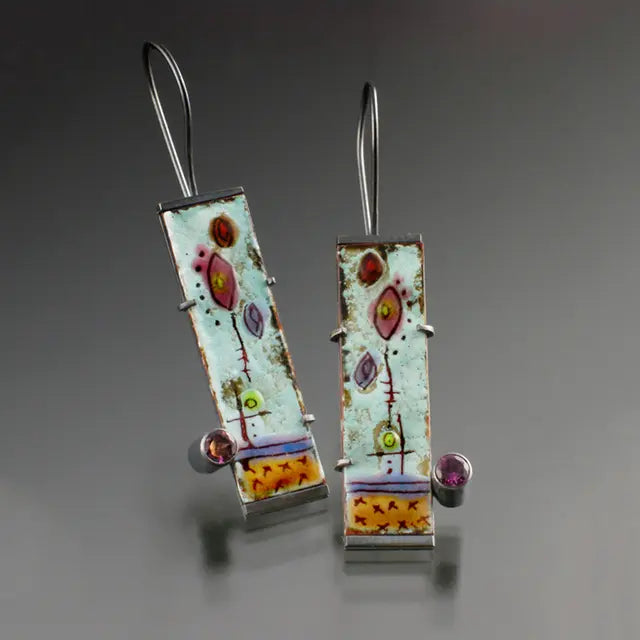 Vintage earrings with antique enamel 0
