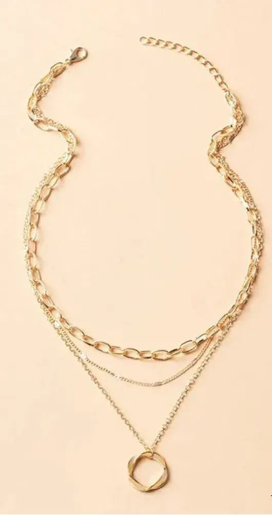 Vintage gold layered chain & pendant necklace 2