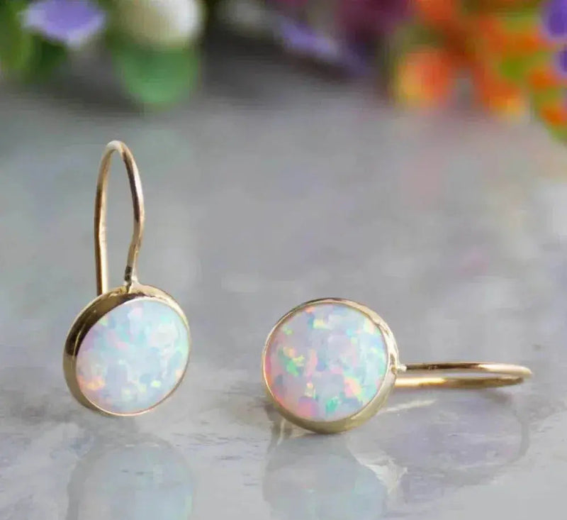Vintage opal stone gold earrings 0