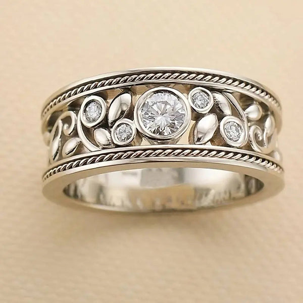 Vintage silver & zirconia ring 0